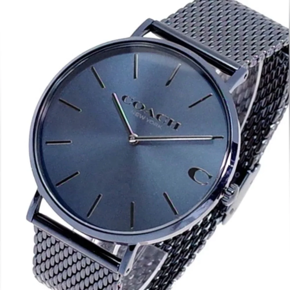 Coach Charles Blue Dial Blue Mesh Bracelet Watch For Men
